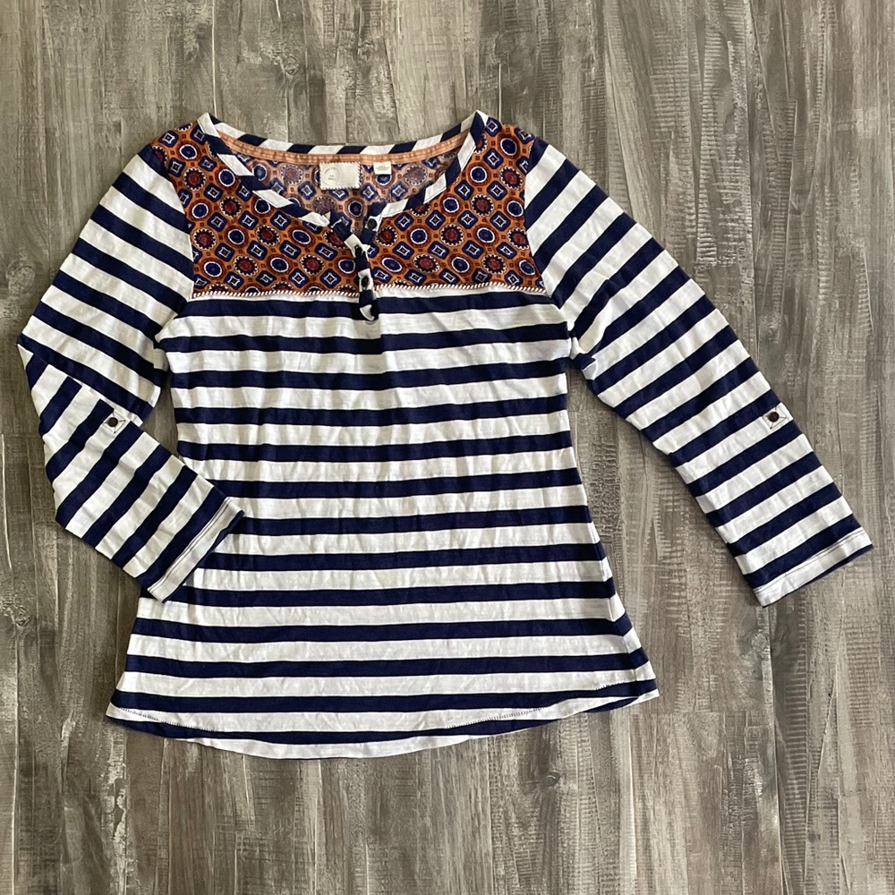 Anthropologie Postcard Long Sleeved Top Size Small